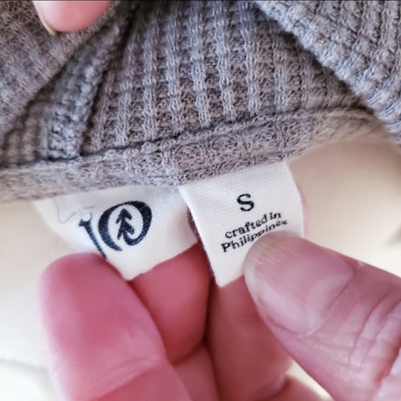 10TREE WAFFLE ORGANIC COTTON BLEND HOODED CARDIGAN IN Taupe - S - Picture 6 of 12